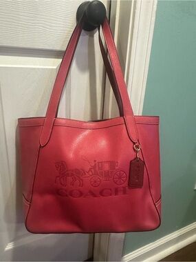 Coach Pink Embossed Leather Tote with Coach Tag